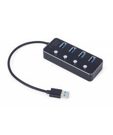 Хаб Gembird на 4 порта USB 3.0, с выключателями, пластикметалл, черный UHB-U3P4P-01 в Днепре