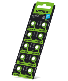 Батарейка годинникова Videx AG 1/LR621 BLISTER CARD 10 шт (AG1/10B/1.5V) в Днепре