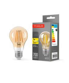 LED лампа TITANUM Filament A60 7W E27 2200K бронза (TLFA6007272A) в Днепре