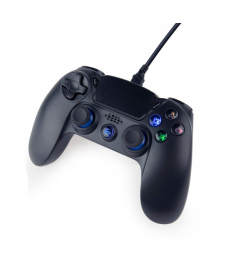 Проволочный геймпад для PS4/PC, вибрация, LED подсветка, пластик, черный Gembird JPD-PS4U-01 в Днепре