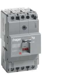 Автоматичний вимикач Hager x160, In=80А, 3п, 18kA (HDA080L) в Днепре