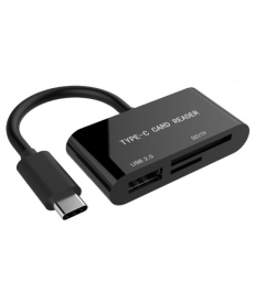 Type-C кардридер Gembird выход - USB 2.0, SD+Micro-SD, пластик, черный UHB-CR3-02 в Днепре