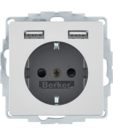 Розетка Berker Q.1/Q.3/Q.7 с заземлением + 2 USB 2.4A алюминий 48036084 в Днепре