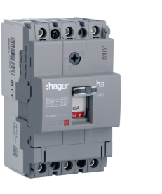 Автоматичний вимикач Hager x160, In=63А, 3п, 18kA (HDA063L) в Днепре