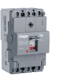 Автоматичний вимикач Hager x160, In=25А, 3п, 18kA (HDA025L) в Днепре